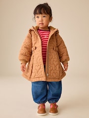 Caramel Brown Shower Resistant Skirted Quilted Coat (3mths-7yrs) - Image 4 of 11