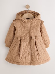 Caramel Brown Shower Resistant Skirted Quilted Coat (3mths-7yrs) - Image 5 of 11