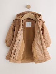 Caramel Brown Shower Resistant Skirted Quilted Coat (3mths-7yrs) - Image 6 of 11