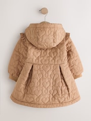 Caramel Brown Shower Resistant Skirted Quilted Coat (3mths-7yrs) - Image 7 of 11