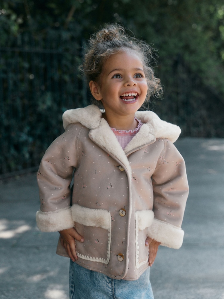 素色 - Faux Shearling Coat (12mths-7yrs) - 圖片 1，共 11