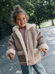 素色 - Faux Shearling Coat (12mths-7yrs) - 圖片 2，共 11