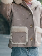 素色 - Faux Shearling Coat (12mths-7yrs) - 圖片 5，共 11