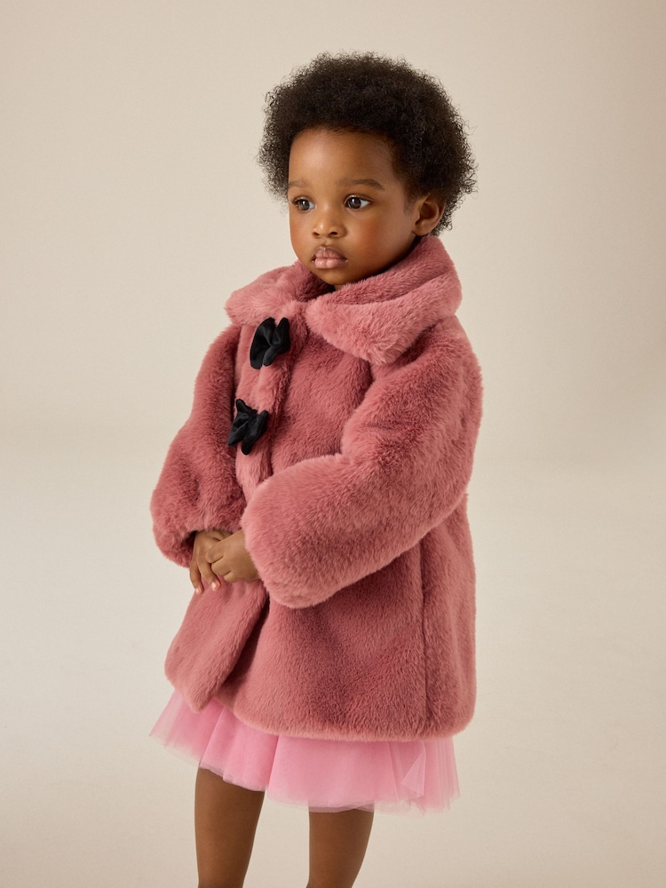 Pink Skirted Faux Fur Coat (12mths-7yrs) - Image 1 of 10 Pink Skirted Faux Fur Coat (12mths-7yrs) - Image 1 of 10