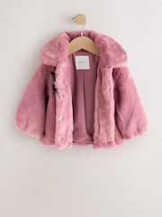Pink Skirted Faux Fur Coat (12mths-7yrs) - Image 6 of 10