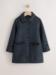 Navy Check Wool Blend Coat with Bow Details (3mths-8yrs) - Image 5 of 12