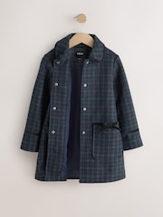 Navy Check Wool Blend Coat with Bow Details (3mths-8yrs) - Image 6 of 12