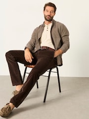 Marron chocolat - Pantalon droit en velours côtelé FatFace - Image 3 de 6