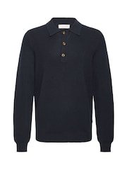 Casual Friday Blue CFABEL Milano Long Sleeve Knitted Polo Shirt - Image 6 of 8