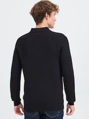 Casual Friday Black CFABEL Milano Long Sleeve Knitted Polo Shirt - Image 2 of 8