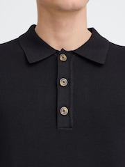 Casual Friday Black CFABEL Milano Long Sleeve Knitted Polo Shirt - Image 3 of 8