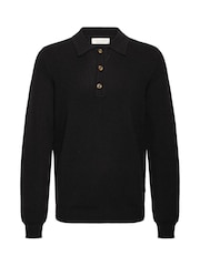 Casual Friday Black CFABEL Milano Long Sleeve Knitted Polo Shirt - Image 6 of 8
