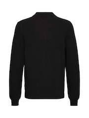Casual Friday Black CFABEL Milano Long Sleeve Knitted Polo Shirt - Image 7 of 8