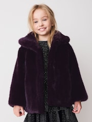 Dark Purple Faux Fur Coat (3-16yrs) - Image 1 of 9
