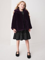 Dark Purple Faux Fur Coat (3-16yrs) - Image 2 of 9