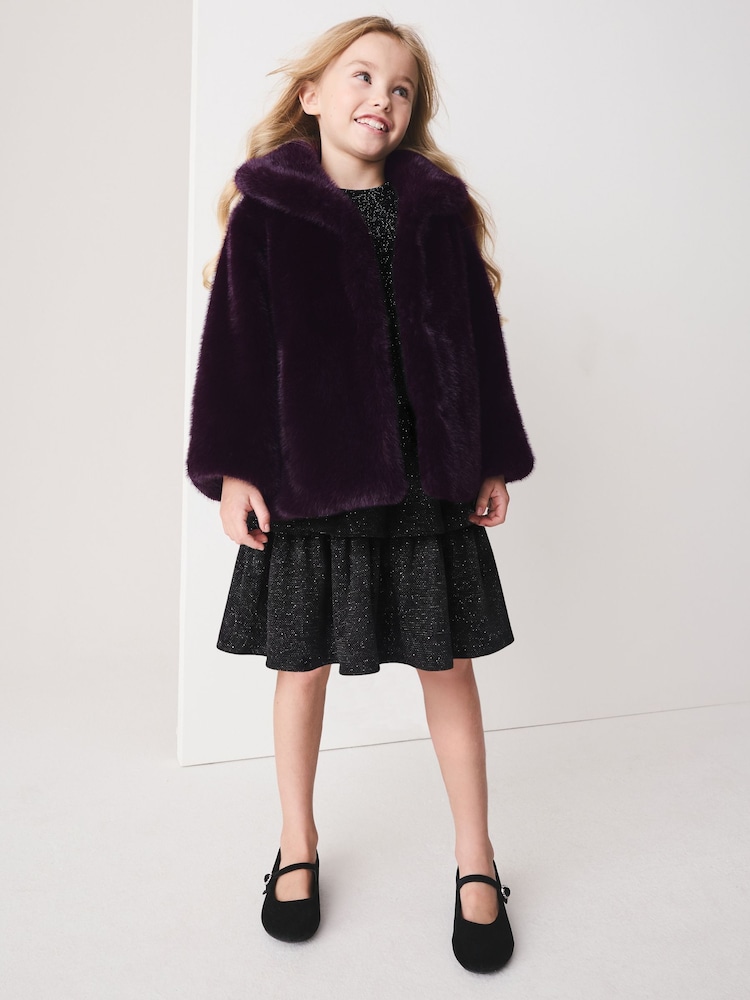 Dark Purple Faux Fur Coat (3-16yrs) - Image 2 of 9