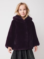 Dark Purple Faux Fur Coat (3-16yrs) - Image 3 of 9