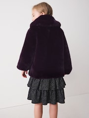 Dark Purple Faux Fur Coat (3-16yrs) - Image 4 of 9