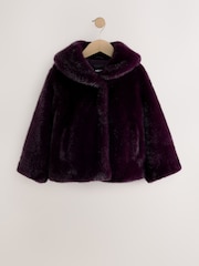 Dark Purple Faux Fur Coat (3-16yrs) - Image 5 of 9