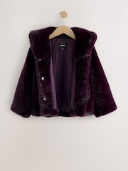 Dark Purple Faux Fur Coat (3-16yrs) - Image 7 of 9