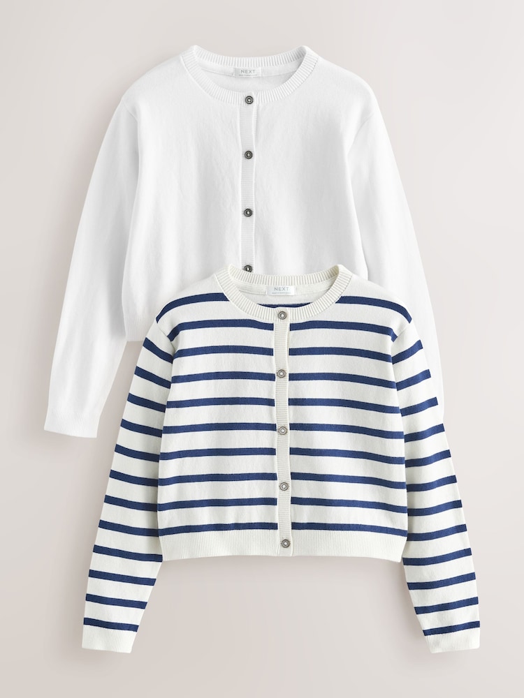 Stripe/Plain Cardigans 2 Pack (3-16yrs) - Image 1 of 6