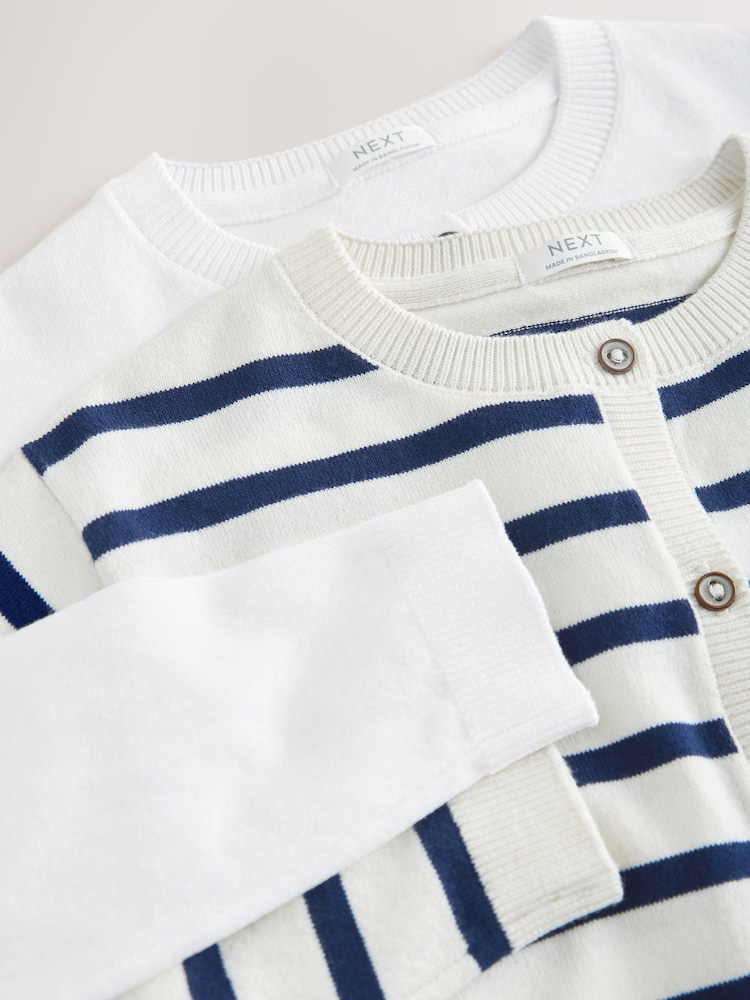 Stripe/Plain Cardigans 2 Pack (3-16yrs) - Image 6 of 6