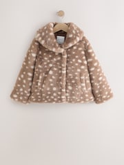 Brown Deer Print Faux Fur Coat (3-16yrs) - Image 5 of 9