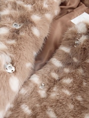 Brown Deer Print Faux Fur Coat (3-16yrs) - Image 8 of 9