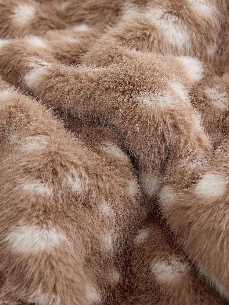 Brown Deer Print Faux Fur Coat (3-16yrs) - Image 9 of 9
