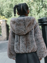 Warm-Braun - Faux Fur Coat With Hood (3-16yrs) - Bild 3 von 9