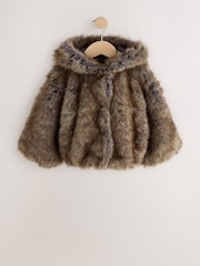 Warm-Braun - Faux Fur Coat With Hood (3-16yrs) - Bild 5 von 9