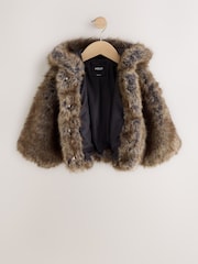 Warm-Braun - Faux Fur Coat With Hood (3-16yrs) - Bild 6 von 9