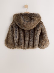 Warm-Braun - Faux Fur Coat With Hood (3-16yrs) - Bild 7 von 9