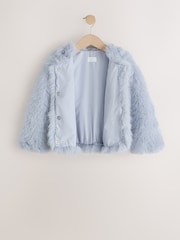 Light Blue Bow Embellished Faux Fur Coat (3-16yrs) - Image 7 of 10