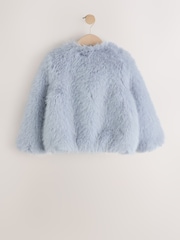 Light Blue Bow Embellished Faux Fur Coat (3-16yrs) - Image 8 of 10
