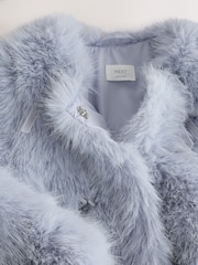Light Blue Bow Embellished Faux Fur Coat (3-16yrs) - Image 9 of 10