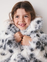 White Animal Print Faux Fur Coat (3-16yrs) - Image 4 of 9