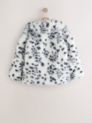 White Animal Print Faux Fur Coat (3-16yrs) - Image 7 of 9