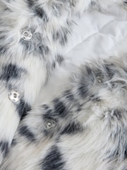 White Animal Print Faux Fur Coat (3-16yrs) - Image 8 of 9