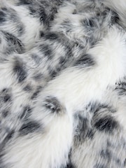 White Animal Print Faux Fur Coat (3-16yrs) - Image 9 of 9