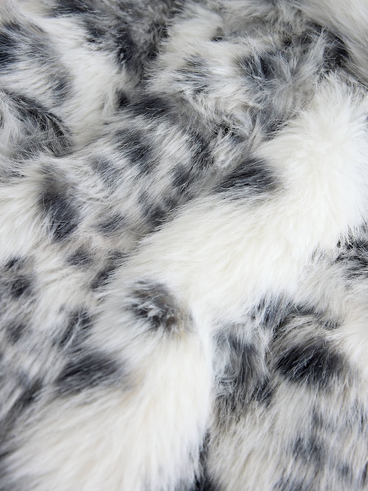 White Animal Print Faux Fur Coat (3-16yrs) - Image 9 of 9 White Animal Print Faux Fur Coat (3-16yrs) - Image 9 of 9