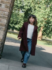Burgundy Red Borg Longline Coat (3-16yrs) - Image 2 of 11