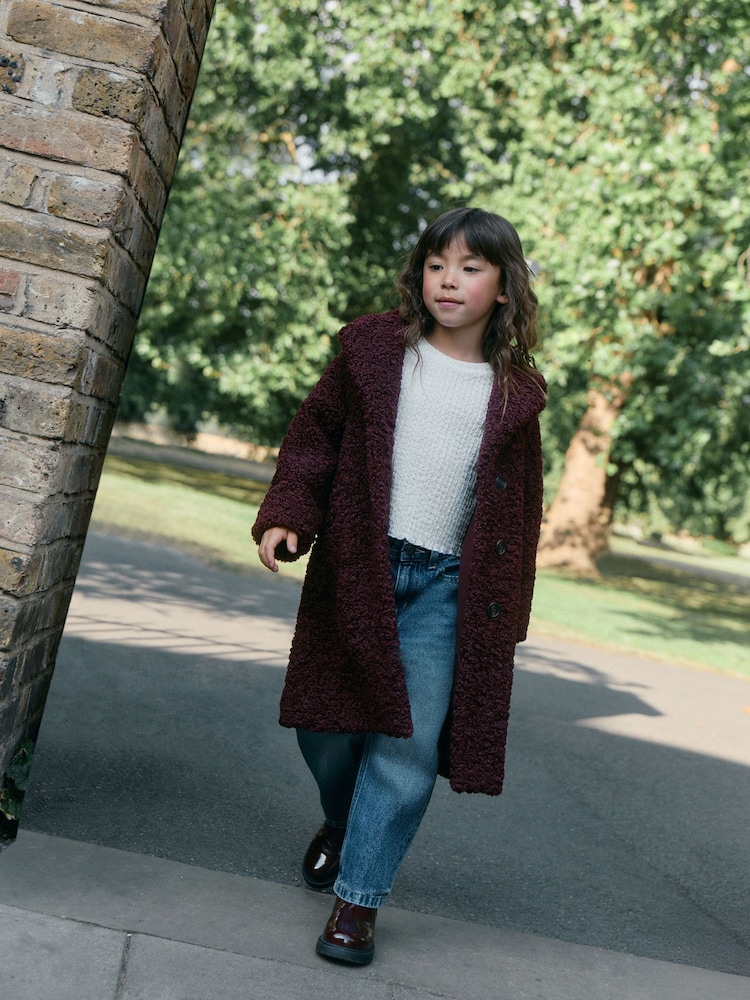 Burgundy Red Borg Longline Coat (3-16yrs) - Image 2 of 11 Burgundy Red Borg Longline Coat (3-16yrs) - Image 2 of 11