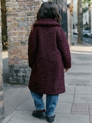 Burgundy Red Borg Longline Coat (3-16yrs) - Image 3 of 11