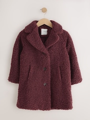 Burgundy Red Borg Longline Coat (3-16yrs) - Image 5 of 11