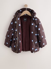 Chocolate Brown Polka Dot Shower Resistant Padded Coat (3-16yrs) - Image 2 of 6