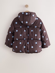 Chocolate Brown Polka Dot Shower Resistant Padded Coat (3-16yrs) - Image 3 of 6