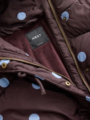 Chocolate Brown Polka Dot Shower Resistant Padded Coat (3-16yrs) - Image 5 of 6