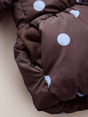 Chocolate Brown Polka Dot Shower Resistant Padded Coat (3-16yrs) - Image 6 of 6