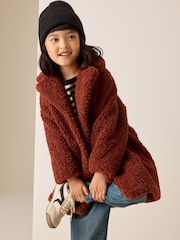 Rust Brown Borg Longline Coat (3-16yrs) - Image 2 of 4